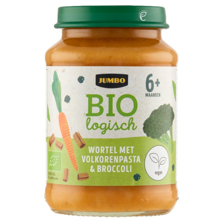 Jumbo Biologisch Wortel met Volkorenpasta &amp;amp; Broccoli 6+ Maanden 190g