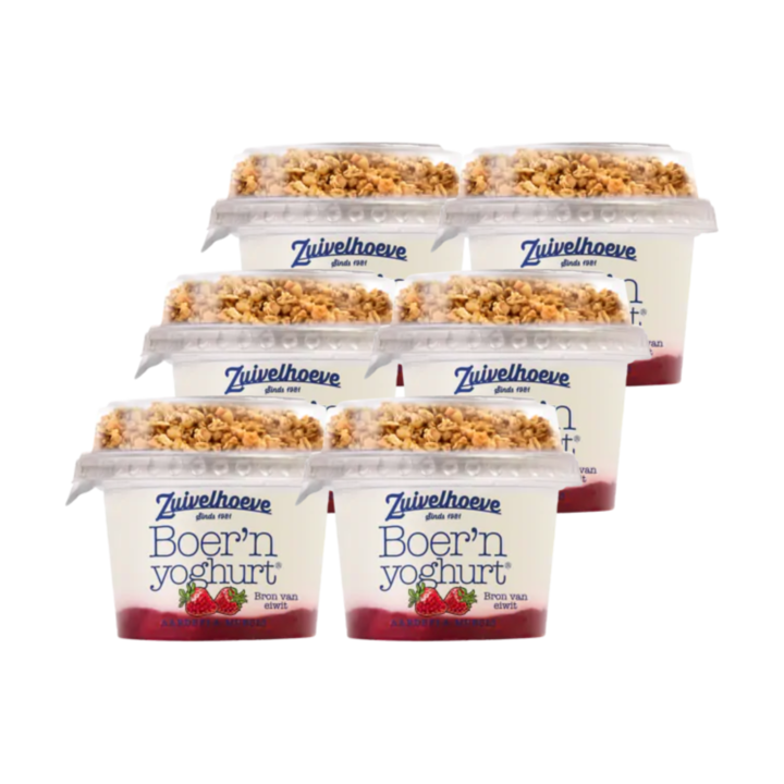 Zuivelhoeve Boer&amp;#x27;n Yoghurt&amp;reg; Aardbei &amp;amp; Muesli 6 x 170g