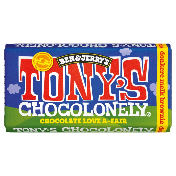 Tony&amp;#x27;s Chocolonely reep Donkere Melkchocolade Browniestukjes, 180g