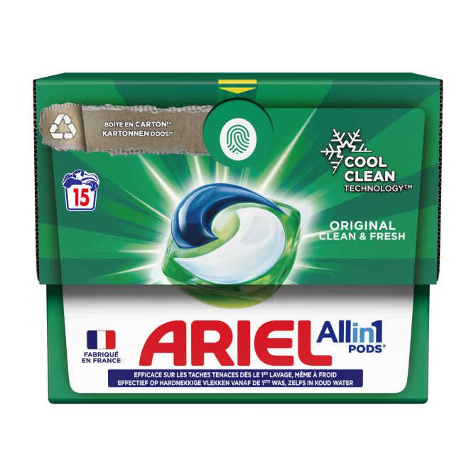 Ariel All-in-1 PODS Vloeibaar Wasmiddelcapsules 15 Wasbeurten, Original Clean &amp; Fresh