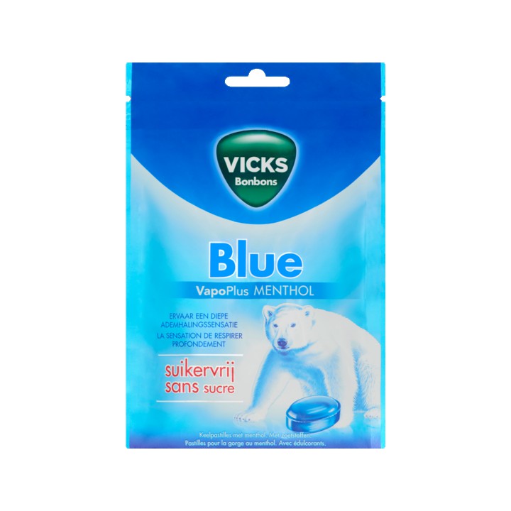 Vicks Bonbons Blue VapoPlus Menthol Suikervrij 72g