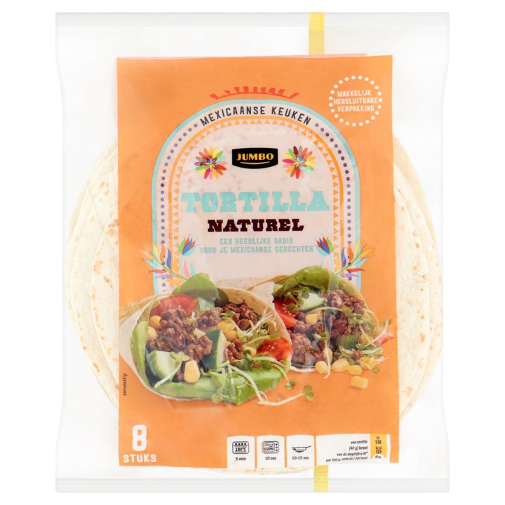 Jumbo Tortilla Naturel 8 Stuks 320g