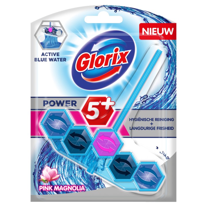 Glorix WC Blok Blauw Water Pink Magnolia 1 Stuk