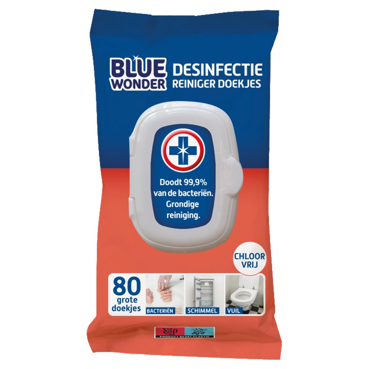 Blue Wonder Desinfectie Reiniger Doekjes 80 Stuks