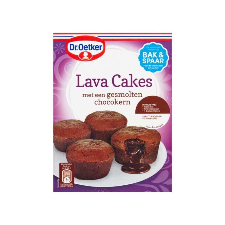 Dr. Oetker Lava Cakes met een Gesmolten Chocokern 240g