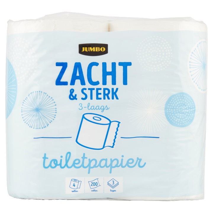 Jumbo Toiletpapier Zacht &amp;amp; Sterk 3-Laags 4 Rollen