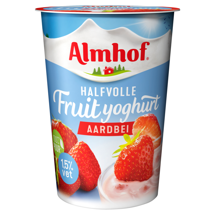 Almhof halfvolle fruityoghurt aardbei 500g