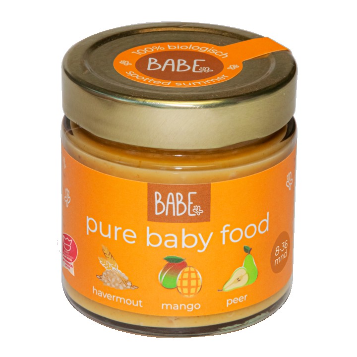 Babe pure baby food - havermout, mango en peer - ontbijt/tussendoortje 1 x 200g