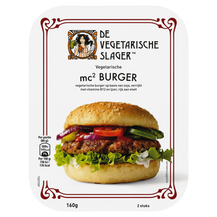 De Vegetarische Slager Mc2 Burger Vegetarisch 160g