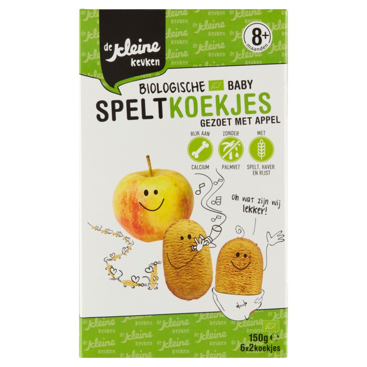 De Kleine Keuken Biologische Baby Speltkoekjes Gezoet met Appel 8+ Maanden 150g