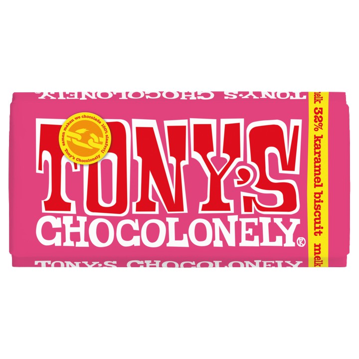 Tony&amp;#x27;s Chocolonely Melk Karamel Biscuit Chocolade Reep 180g