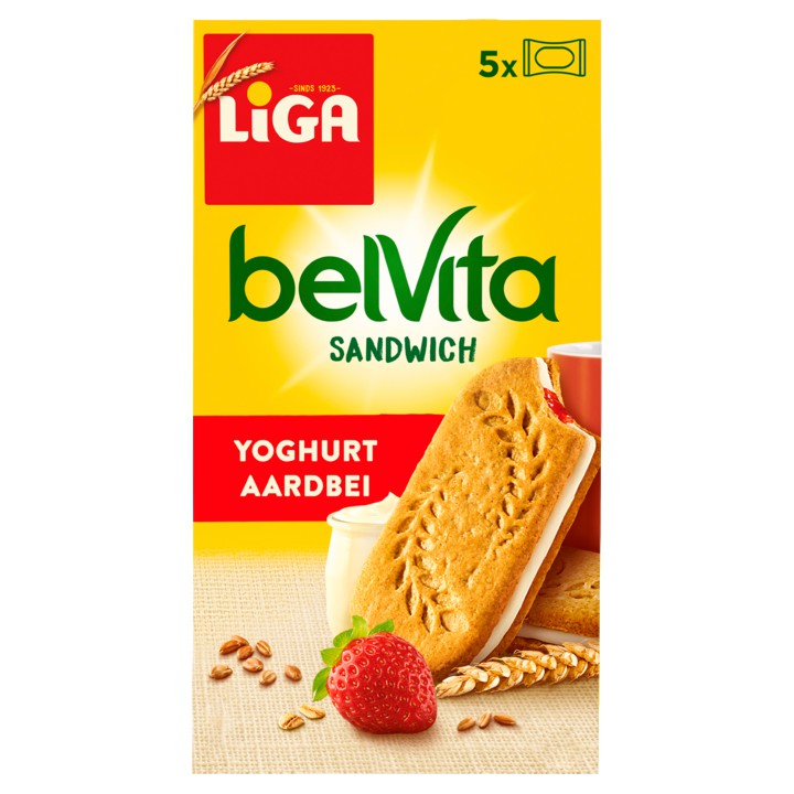 LiGA BelVita Sandwich koekjes Yoghurt Aardbei 253g