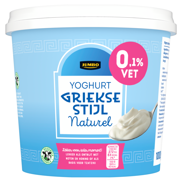 Jumbo Yoghurt Griekse Stijl 0,1% Vet Naturel 1kg