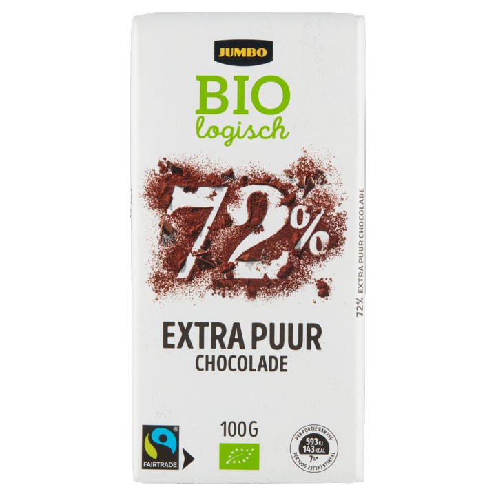 Jumbo Chocolade Extra Puur 72% Biologisch 100g