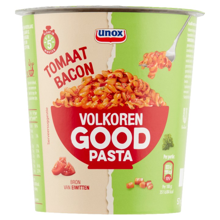 Unox Tomaat Bacon Volkoren Good Pasta 57g