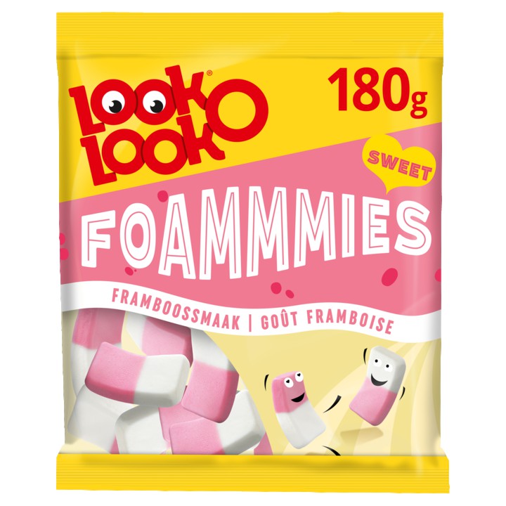 Look-O-Look Foammmies Framboos Zoet Snoep Zak 180 gram