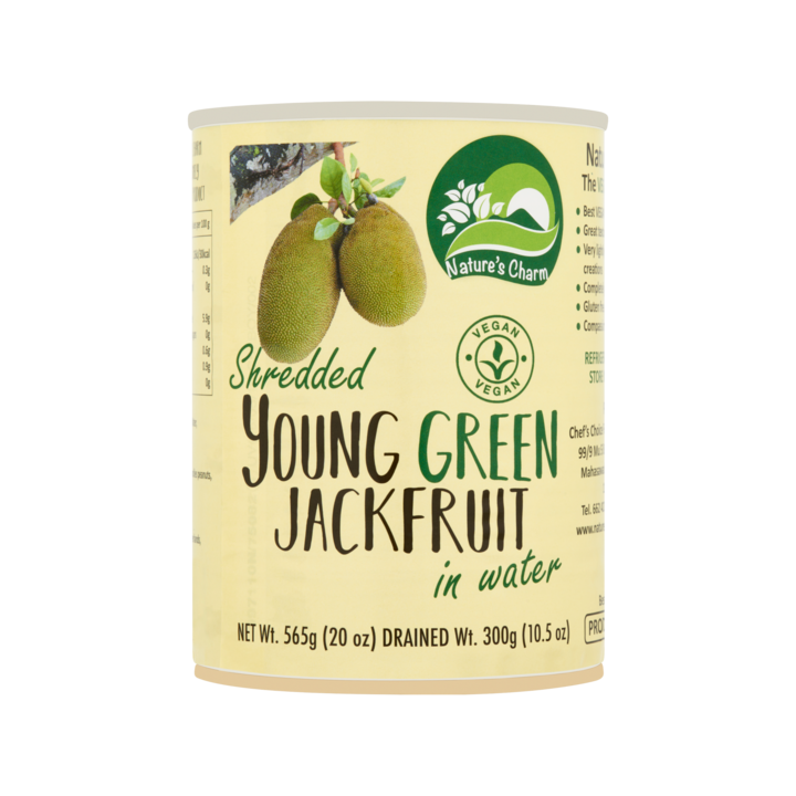 Nature&amp;#x27;s Charm Young Green Jackfruit Shredded in Water Blik 565g