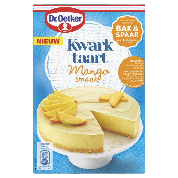 Dr. Oetker Kwarktaart met Mangosmaak taartmix 440g