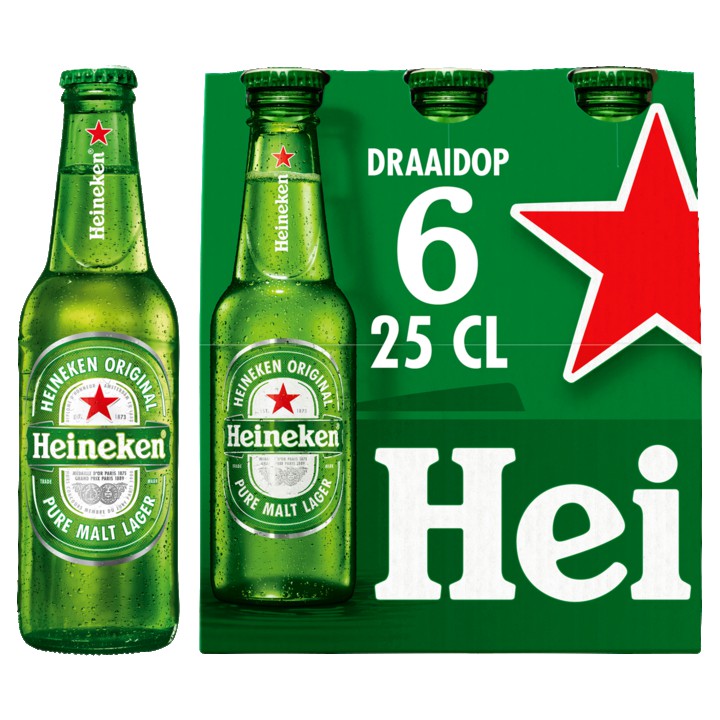 Heineken Premium Pilsener Bier Draaidop Fles 6 x 25cl