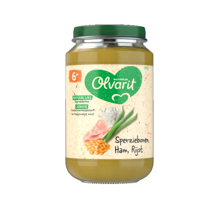 Olvarit Sperziebonen Ham Rijst 6+ Maanden 200g