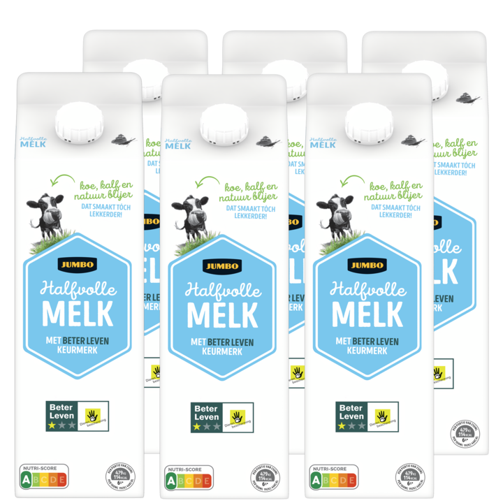 Jumbo Halfvolle Melk met Beter Leven Keurmerk 1 Ster 6 x 1L