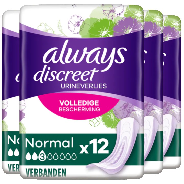 Always Discreet Verband Voor Urineverlies Dames Normal 4 x 12 stuks