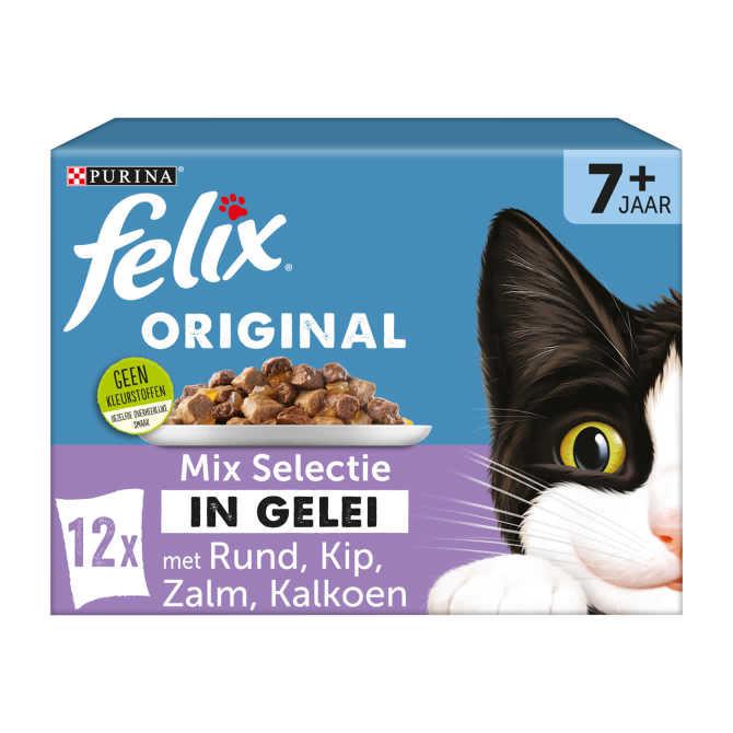 FELIX&amp;reg; Original senior mix selectie in gelei kattenvoer 12 x 85g