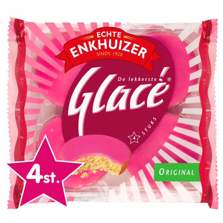 Echte Enkhuizer glac&amp;eacute; roze koeken 4 x 55g