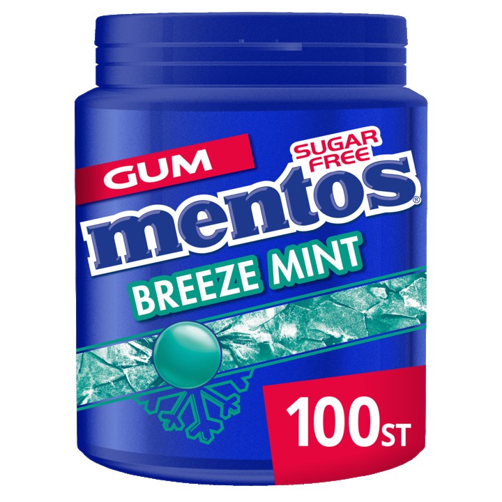 Mentos Breeze Mint XL Kauwgom mint Suikervrij Pot 100 stuks