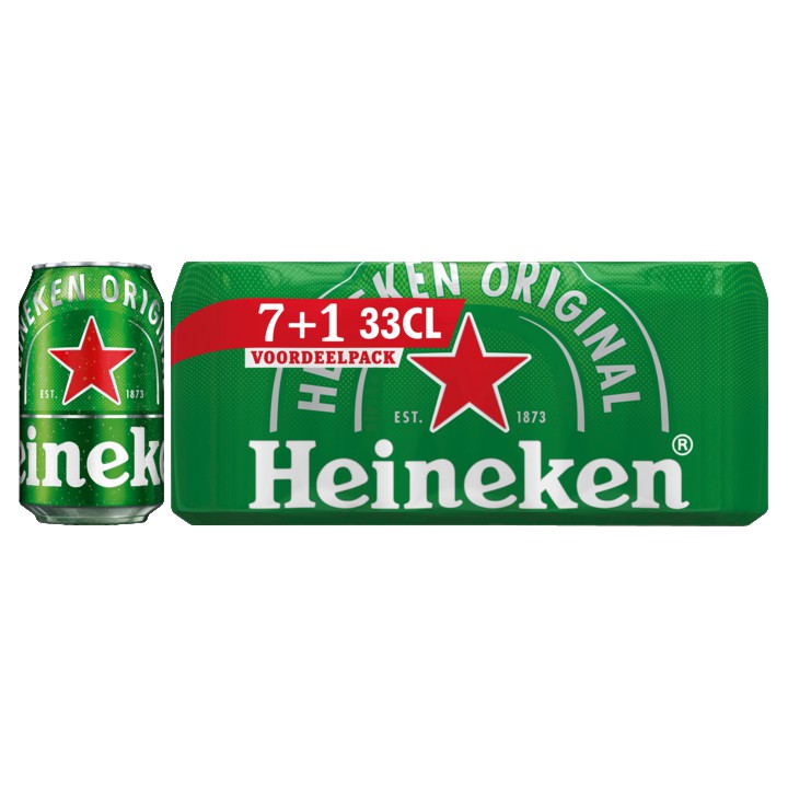 Heineken Premium Pilsener Bier Blik 7+1 x 33cl