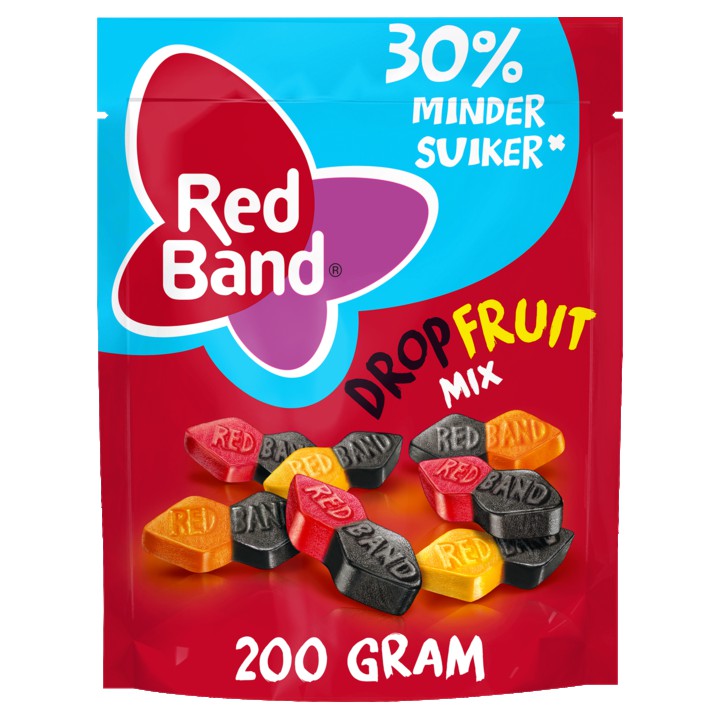 Red Band Dropfruit Mix 30% Minder Suiker Snoep 200g