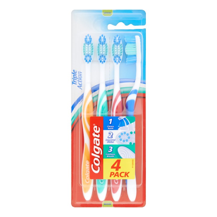 Colgate Triple Action Medium Tandenborstel 4 Stuks | Nederland Life Colgate Triple Action Medium Tandenborstel 4 Stuks