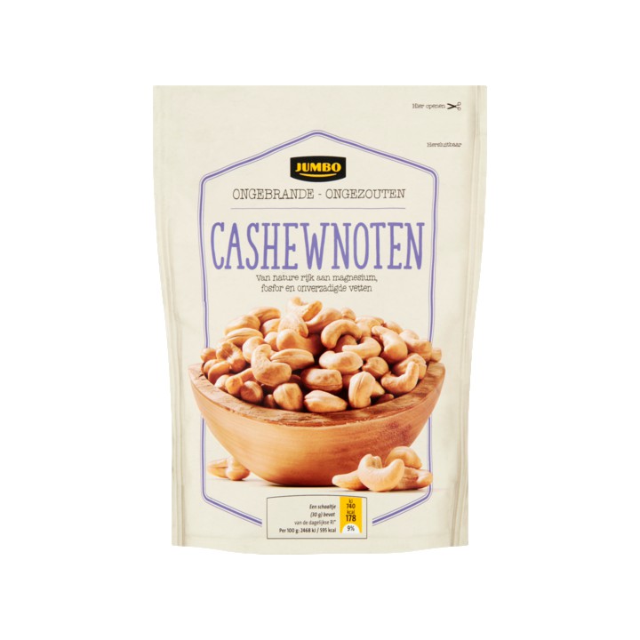 Jumbo Ongebrande en Ongezouten Cashewnoten 200g