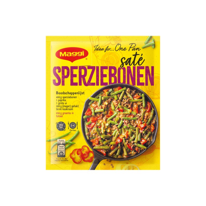 MAGGI Dagschotel Sperziebonen Sat&amp;eacute;saus met Gehakt Zakje 70g