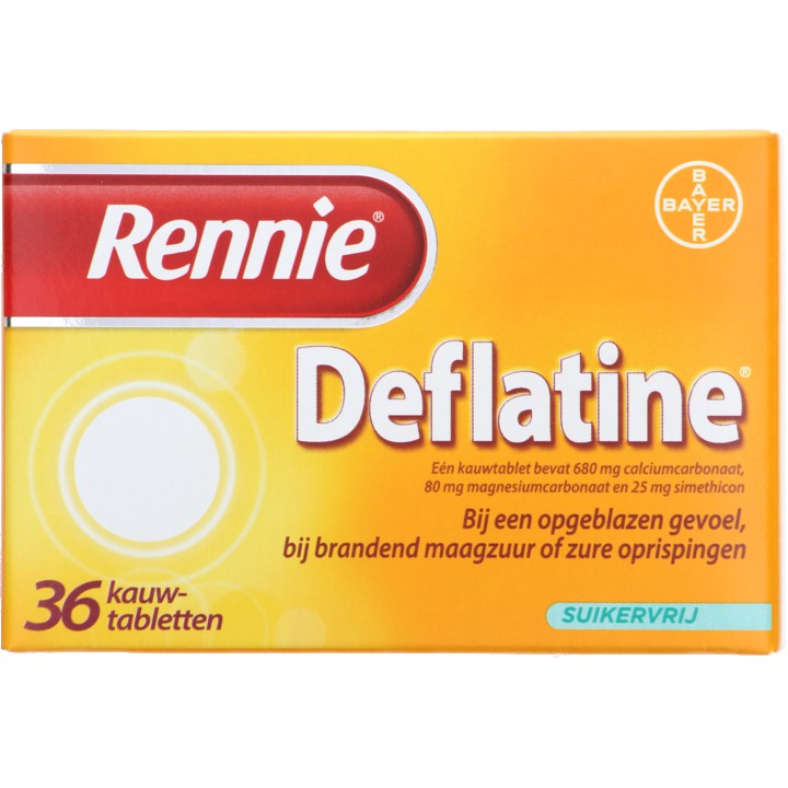 Rennie Deflatine kauwtabletten bij opgeblazen gevoel of winderigheid, 36 stuks