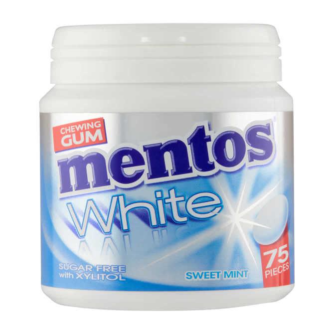 Mentos Gum white sweet mint pot 75 stuks