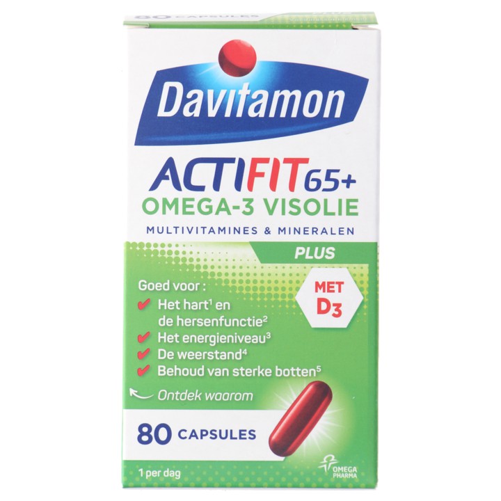 Davitamon Actifit 65+ Omega-3 visolie capsules, 80 stuks