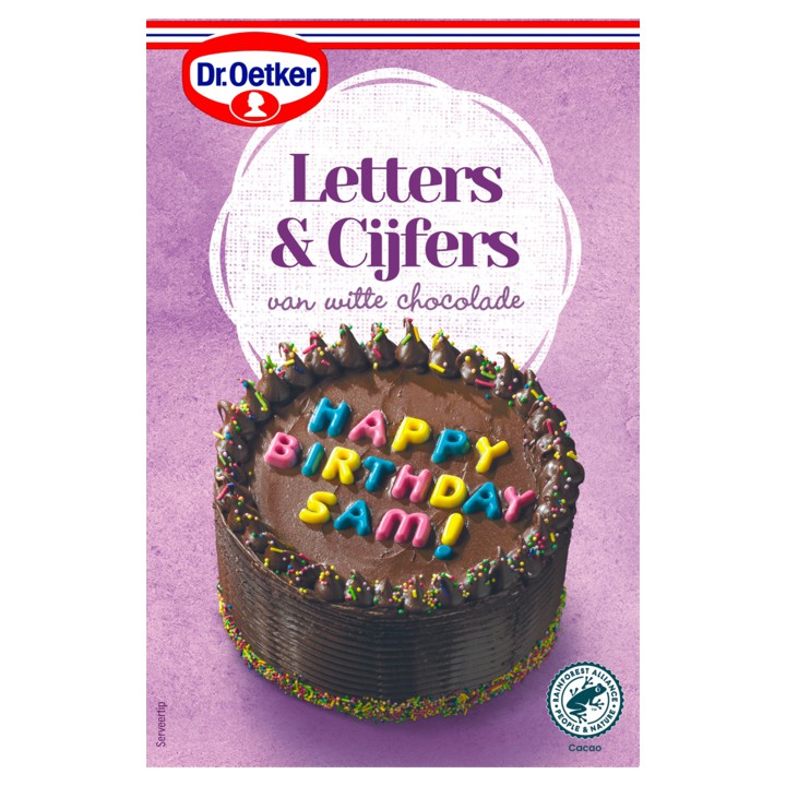 Dr. Oetker Chocolade letters &amp;amp; cijfers versiering 44g